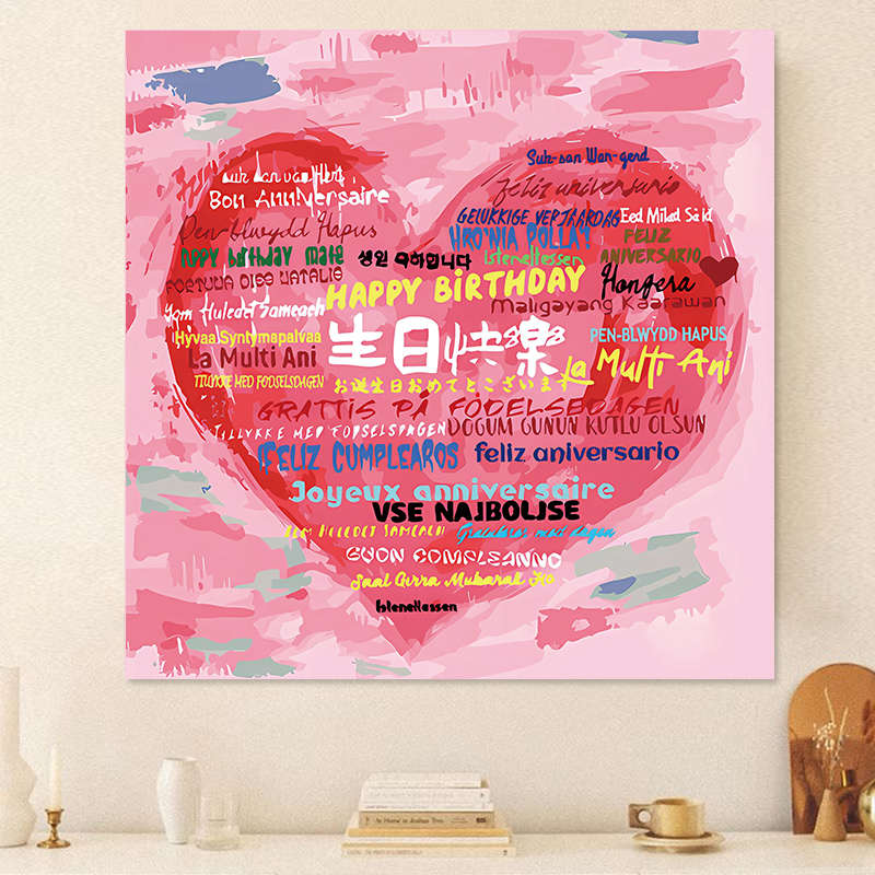 多种语言爱心生日快乐氛围感节日装饰挂饰男孩女孩背景墙挂布布置