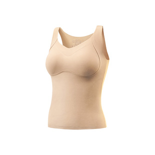 舒氧保暖内衣女款一体带胸垫山羊绒10A抗菌吊带秋冬内搭打底背心