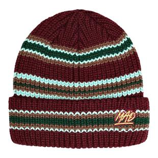theMADHATcher「mini logo」条纹针织帽复古撞色毛线显瘦保暖护耳
