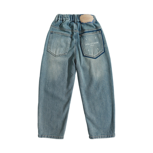 男童牛仔裤春秋款2026新款儿童中大童男孩宽松长裤初中生直筒春装