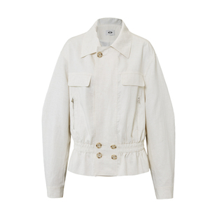 SMIIILE莱赛尔亚麻高级感多口袋休闲外套女短款春夏薄款夹克宽松