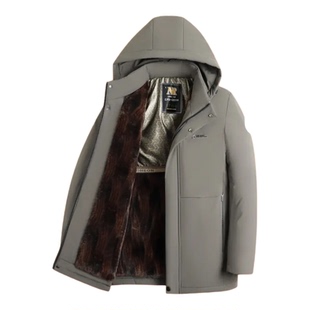 冬季男士加绒加厚羽绒棉服中老年外套防风保暖棉衣防寒爸爸派克服