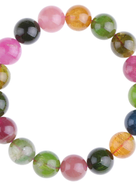 石玥珠宝 收藏级多彩碧玺手链手串 水晶玛瑙 男女士款