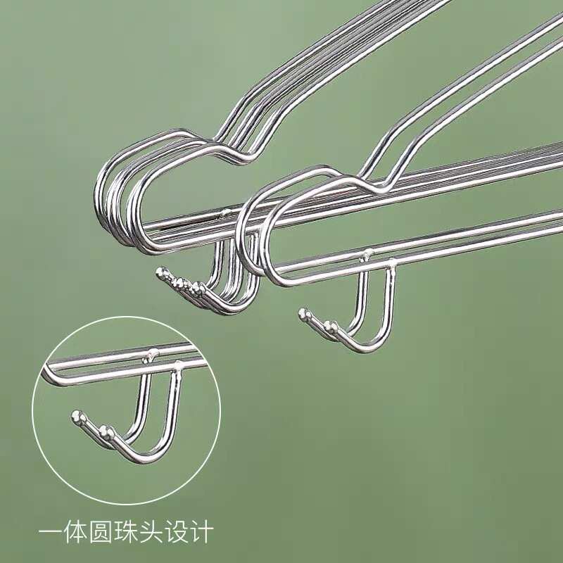 不锈钢衣架4mm实心带钩衣挂加粗 家用晾衣架晒衣服架裤架衣撑子