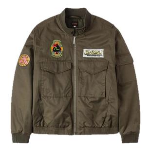 EVISU福神 2025秋季男士潮流多重商标刺绣徽章飞行员夹克加厚外套