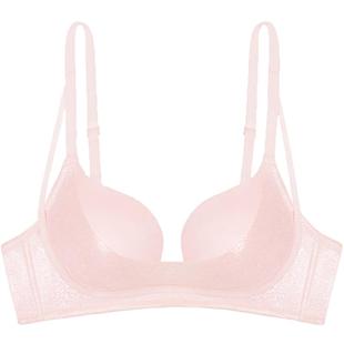 好奇蜜斯小胸聚拢内衣女显大无钢圈文胸罩套装不空杯防下垂夏薄粉