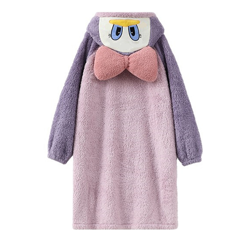 加厚珊瑚绒家居服秋冬季女士睡衣