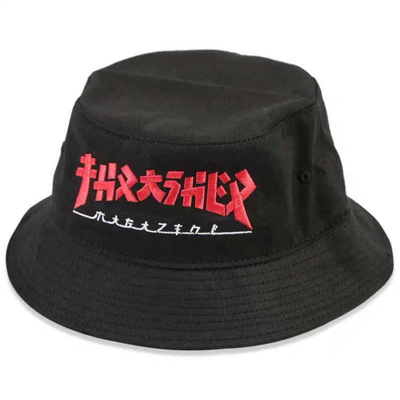 现货火焰日文哥斯拉刺绣渔夫帽
