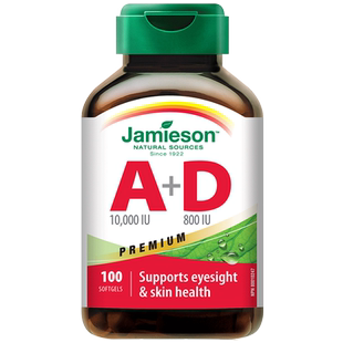 jamieson健美生进口维生素ad软胶囊100粒 维生素a 维他命胡萝卜素