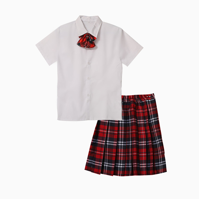 中小学生校服裙红格子裙百褶裙短裙半身裙防走光学院风演出服裙子