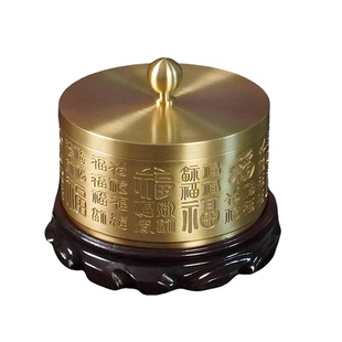 纯黄铜烟灰缸带盖防飞灰烟味百福大号灰缸家用办公室大气装饰摆件