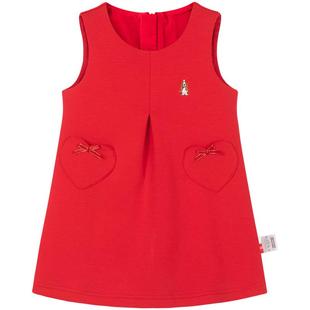 【清仓】暇步士童装宝宝秋冬马甲裙儿童无袖连衣裙女童红色公主裙