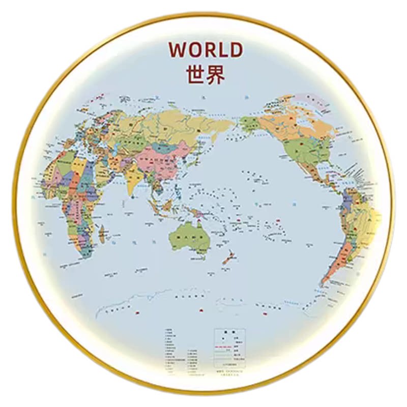 世界地图中国灯画圆形装饰画