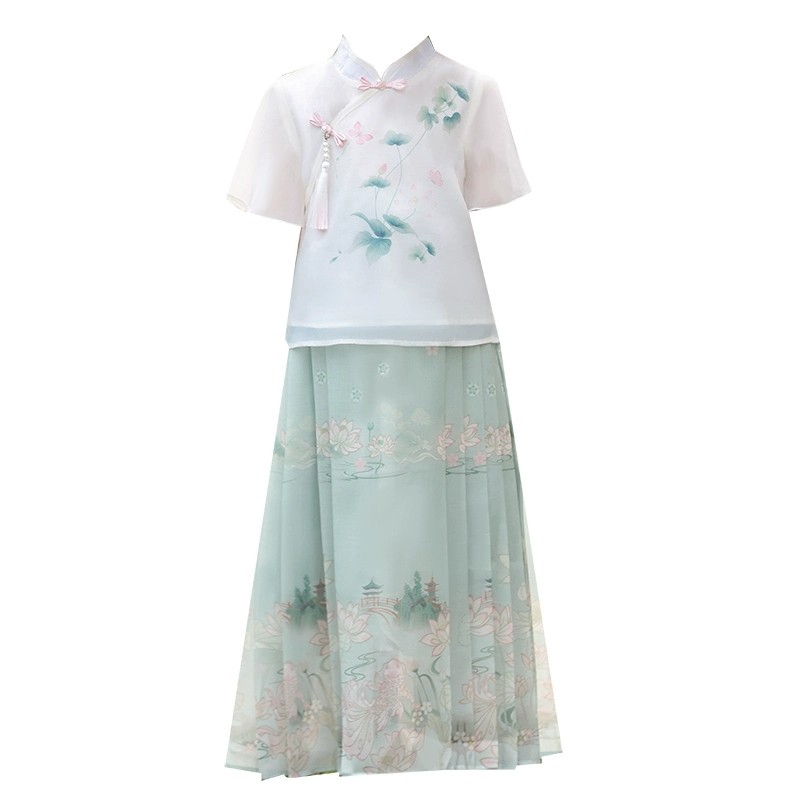 女童汉服夏季新款短袖马面裙套装