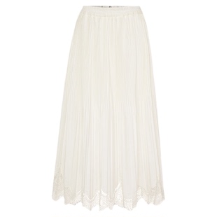 【多元蕾丝】HPLY荷比俪26春季新款蕾丝下摆中长款A字百褶半身裙