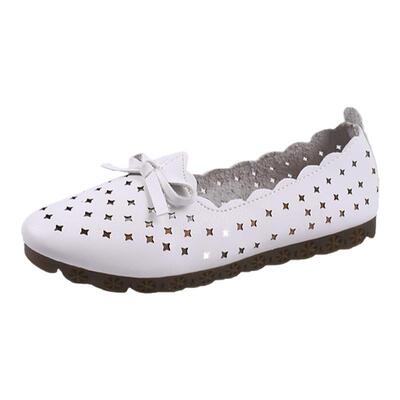 平底单鞋新款韩版白色护士洞洞