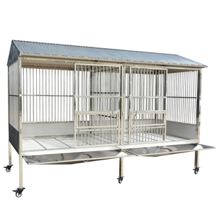 大牛户外不锈钢狗笼子大型犬带厕所防雨双笼304室外宠物狗窝狗屋