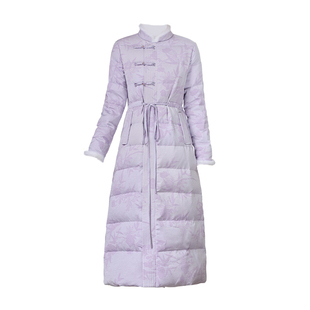 轻薄长款羽绒服女款2025新款过膝唐装新中式盘扣保暖外套秋冬女装