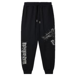 BOYLONDON春男女同款卫裤老鹰烫钻印花休闲百搭束脚长裤N15039