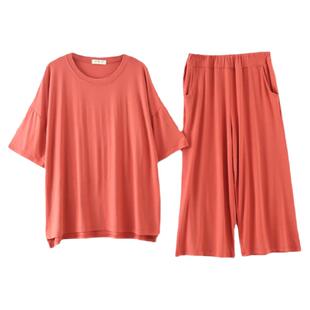 女士夏天睡衣两件套宽松版大码分体莫奈尔七分裤休闲家居服可出门