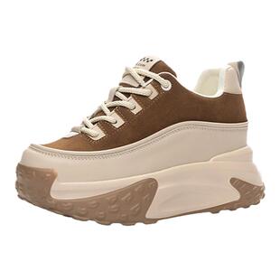 厚底真皮老爹鞋女款小个子穿显高的内增高小白鞋搭配裙子穿的鞋子