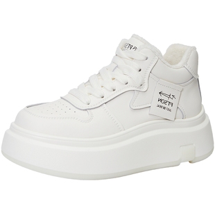 商场同款百田森增高小白鞋加绒运动鞋高底鞋女厚底板鞋女款休闲鞋