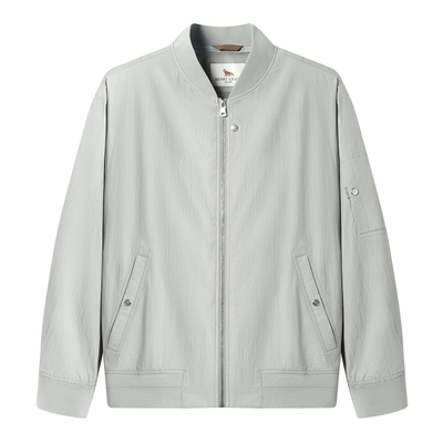 亨利格兰棒球领肌理感夹克男士2026春季新款休闲百搭微廓外套上衣