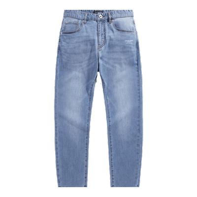 太平鸟男装 浅色修身牛仔裤休闲裤男