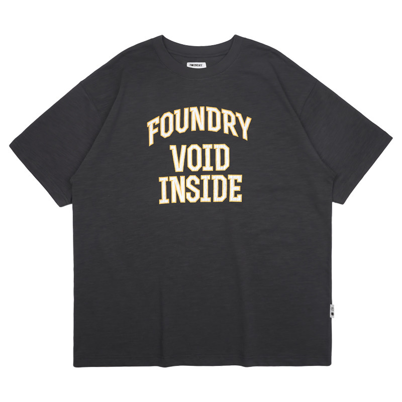 FOUNDRY圆领短袖日系男裂纹印花T