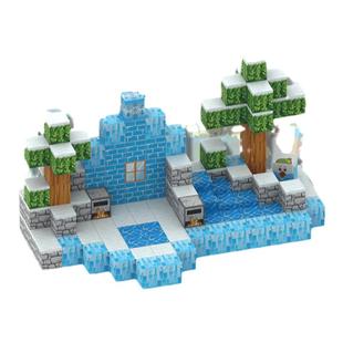 我的世界磁力方块雪地冰墙樱花小屋冰雪小筑雪地屋井儿童玩具拼装