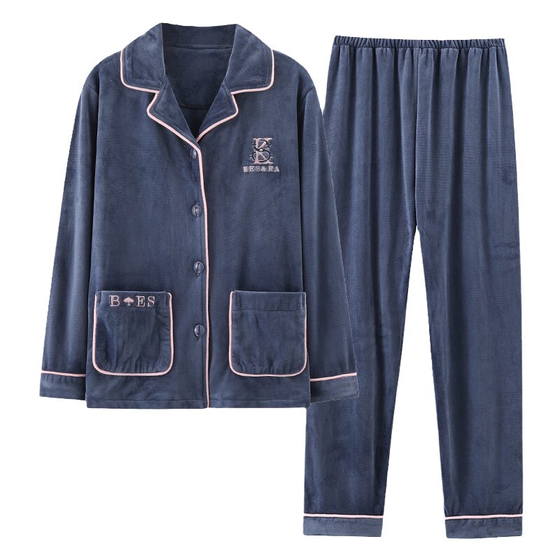 浪莎睡衣妈妈秋冬季海岛绒家居服