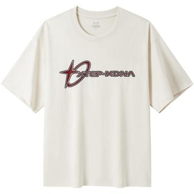 特步短袖T恤男士新款夏季男子圆领满印短T运动上衣976329010231