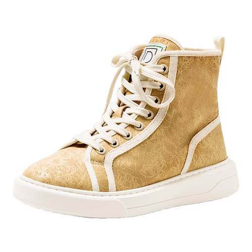 D：Fuse/迪芙斯秋冬厚底增高马丁靴系带圆头高帮鞋女DF21112057