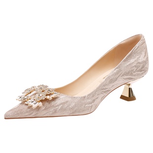 BOAFULEI/帛芙蕾粗跟婚鞋新娘鞋子主婚秀禾订婚新款女高跟鞋舒适