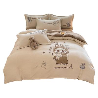 卡通可爱拉布布牛奶绒四件套儿童