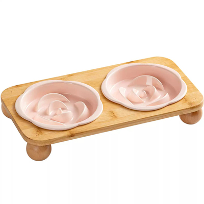 【宠物用品】萌宠宠物陶瓷慢食碗狗碗猫碗防噎带木架防打翻宠物碗