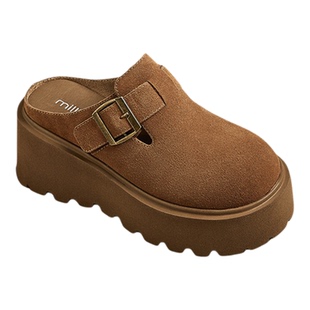 millies妙丽勃肯棉拖鞋女厚底增高2025冬季新款一脚蹬加绒穆勒鞋