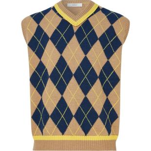 【折扣】Pringle of Scotland 男秋冬菱形格纹绵羊毛背心针织衫