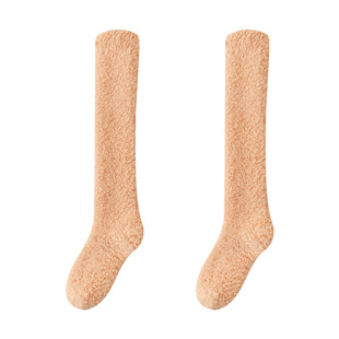 袜子女冬款珊瑚绒小腿袜加绒加厚情侣款冬季居家保暖睡眠袜毛毛袜