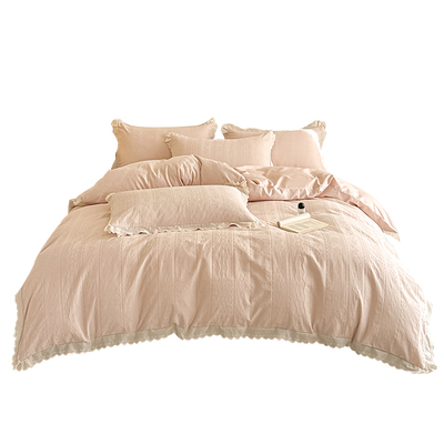 思百舍全棉蕾丝花边提花四件套