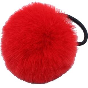 头绳女秋冬发绳毛球发圈毛绒绒毛茸茸头饰毛毛圈红色大红新年发饰