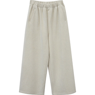 333sss 软软厚厚的面膜裤 灰色米色加厚卫裤拖地裤女冬阔腿裤