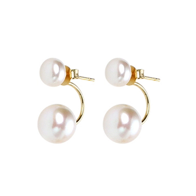 天然淡水珍珠耳钉秋冬时尚双珠