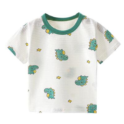 圆领卡通印花短袖纯棉网眼透气