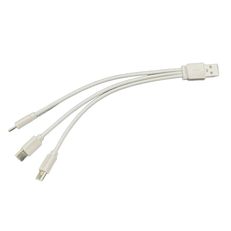 2A一拖三USB转三个Type C快充充电线三合一USB-C快充线适用华为小米三星手机充电宝移动电源充电线12cm/20