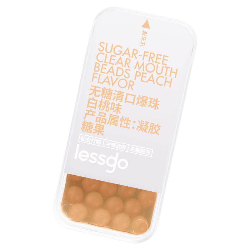 lessgo口腔爆珠20粒白桃味清新口气糖果接吻糖无糖便携水果薄荷糖