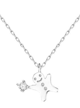 可可爱爱姜饼人纯银项链