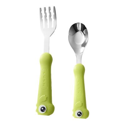 如山316L不锈钢儿童餐具元宝叉勺