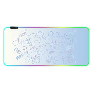 大耳狗RGB发光鼠标垫超大号女可爱键盘垫电脑办公桌垫防滑垫定制