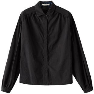 EXCEPTION例外女装春秋原创设计气质纯棉短款泡泡袖设计衬衫女